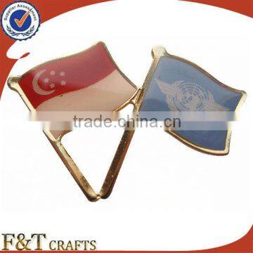 cheap friendship singapore custom metal cross flag pin badge for promtion