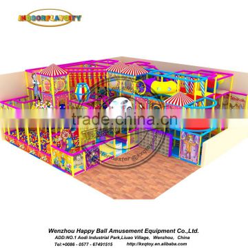 Funny circus theme kids good quality plastic indoor playgrounds equipment for hopping mall