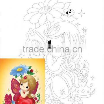 ROSA Talent Cotton Canvas Panel with Outline "Cartoon 16", 20x30cm