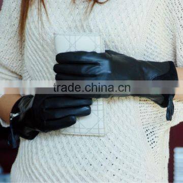 hot sale zipper leather glove