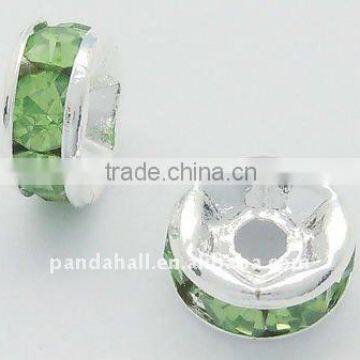 Rhinestone Glass Stone Beads, Brass(RB-B002-8)