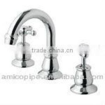 Amico Polish Surface Double Handle Three Hole Basin Mixer