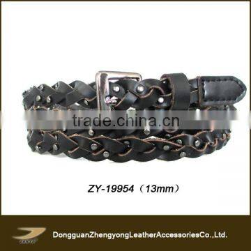 braided fabric belts, pu braided belt, metal studs leather belts