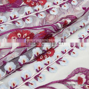 Abstract Tropical Floral Bouquet on Embroidered Polyester Fabric Guipure Cord Lace Fabric for Cloth / Floral Embroidered Skirt