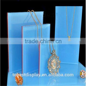 luxury blue block acrylic jewelry display,acrylic jewelry display stand,fashion jewelry display stands