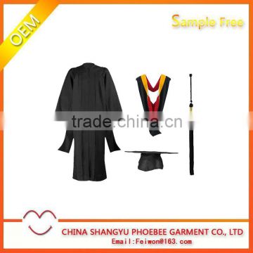 Master's graduation gown cap with tassels and hoods