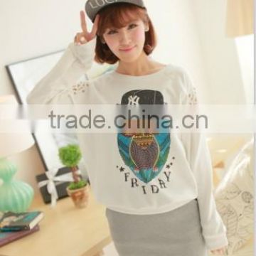 beautiful girl in spring owl hollow out sweater