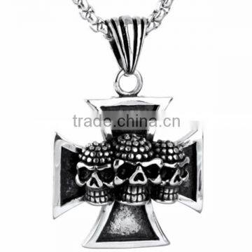 New Fashion Punk Style Biker Stainless Steel Skull Cross Medal Pendant photo-2
