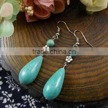 Hot Fashion Green Colors Water Droplets Vintage Turquoise Earrings Jewelry For Woman