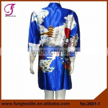 2601 Short Design Girl Pattern Women Silk Wholesale Kimono Robe