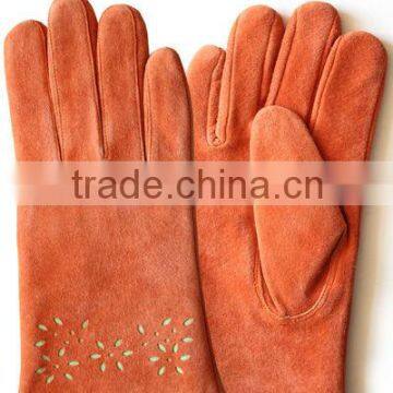 Pig suede lady leather gloves