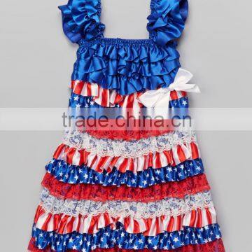 2016 Newest style summer blue starJuly 4th outfits wholesale persnickety kids clothing