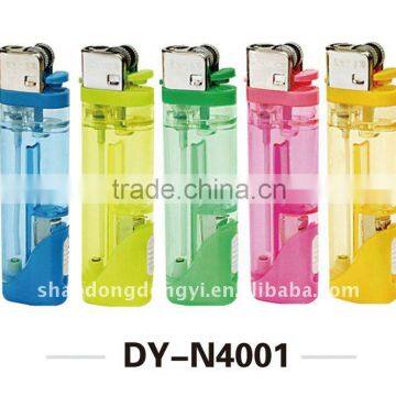 LED flint lighter with semi-transparent tank