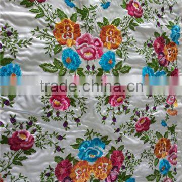 Latest fashion colourful &floral pattern design embroidery fabric brocade for Kaftan