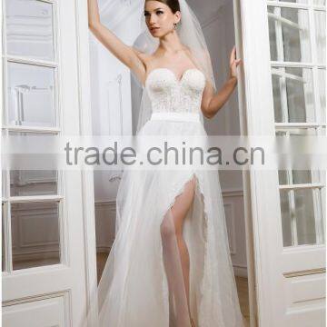 (MY0224) MARRY YOU Alibaba Sexy Sweetheart Sheer Lace Bodice Front Split Wedding Dress From China 2015