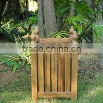 Teak Square Pointe Planter for outdoor furniture