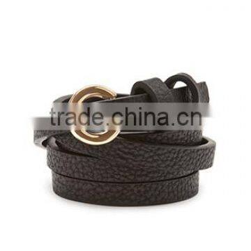 fashion belt ladies black skinny PU belt