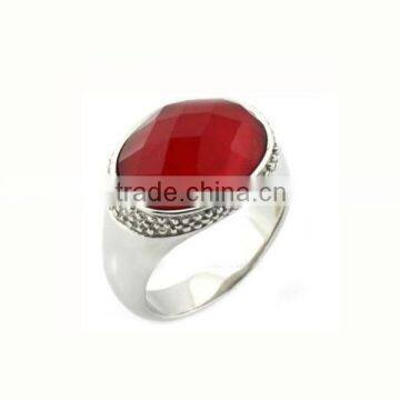 Red facted agate stone factory high quality 316L stainless steel jewelry natural gemstone ring ebay gemstone rings (LR9342)