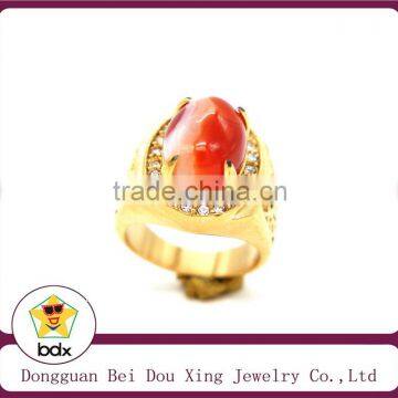 New Products 2015 Stainless Steel Rings, Garnet Stone With Gold Plated Steel Ring photo-2