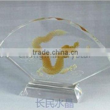 Wholesale Customized Crystal Round Award With Dragon Printing For Business Souvenirs