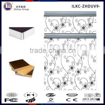 White background MDF kitchen cabinet door with flower pattern