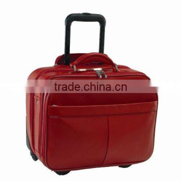 Lady real leather trolley luggage