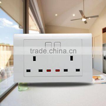 Wall Switch and socket of 13A/15A 2 gang switched socket with double pole