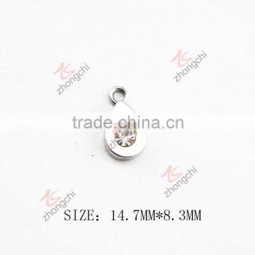 silver clear crystal tear drop charm