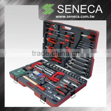 112pc hand tool set 1/4" 1/2" socket bit wrench pliers hammer knife