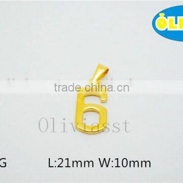 Olivia Wholesale High Quality 2016 Fashion 304 Stainless Steel 0-9 Lucky Number 6 Pendant New Year Gift