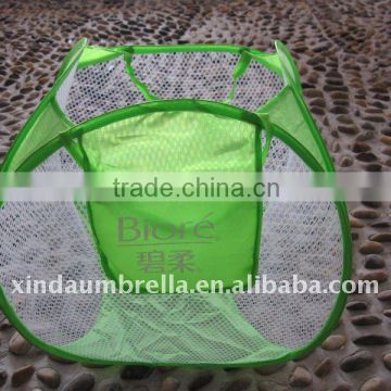 small polyester and transparent mesh fold laundry basket