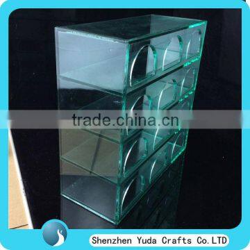 Customize Clear Green Acrylic Sunglasses Display Case Acrylic Jewelry Box With 4 Drawers