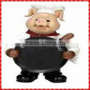 Funny Resin Pig Custom Round Pot Restaurant Wall Menu Board