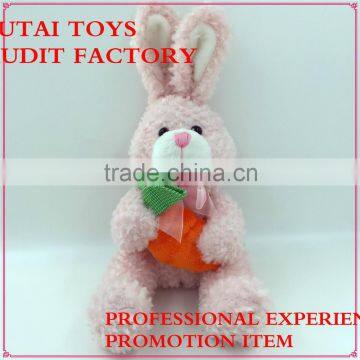 soft safety material plush rabbit bunny toy with radish