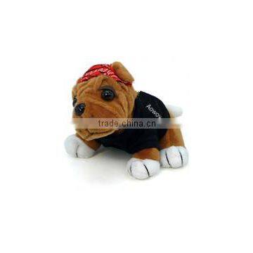 Imprinted stuffed plush bikers for babies bulldog promotional logo customized soft animal toys