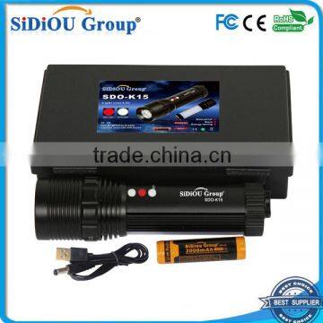 Sidiou Group Outdoor multifunction rechargeable flashlight mechanical zoom searchlight (including 1 x 3000mA 18650 Battery)