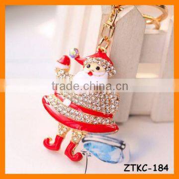 2014 Latest Cute Rhinestone Drip Santa Claus Keychain , Bag Pendant ZTKC-184