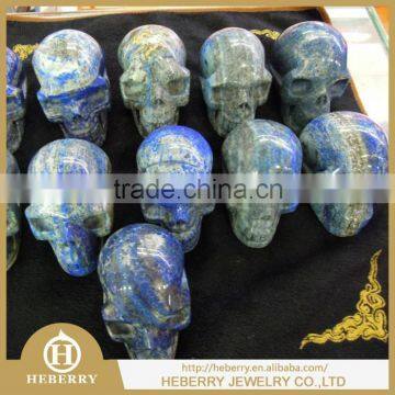 natural lapis lauzli crystal skull all by handmade good for collection or decoration