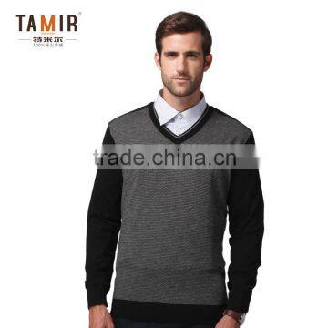 Newly Men Cashmere Knitted V-Neck Sweater, Black Knitting Pattern Sweater