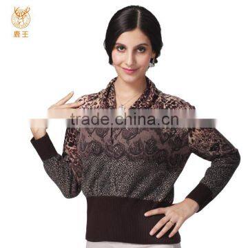 Fancy Cashmere Knit Women Winter Knitwear, Ladies Elegant Brown Graceful Knitwear