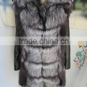 Fashion European style silver fox fur coat for women FC09