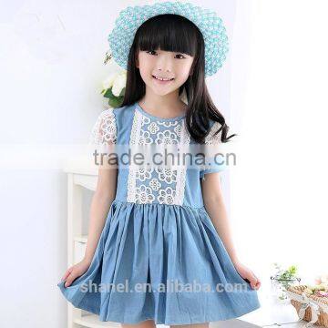 2015 New style summer denim girls dress flower girls dress