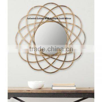 Industrial style furniture wall mirror , Safavieh Galaxy Wall Antique Gold Mirror