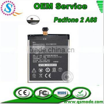 100% Original C11-A68 Battery 2140mAh For ASUS Padfone 2 A68 AKKU gb/t 18287-2013 mobile phone battery Factory Price