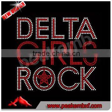 Wholesale Hot Fix Delta Sigma Theta Girls Rock Rhinestone Transfers Motif for t shirt