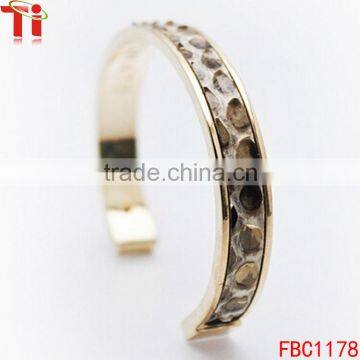 Lastest design two-tone genuine python steel bracelet bangle wholesale