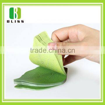 Self adhesive sticky green leaves shape customised note pads with competitive price