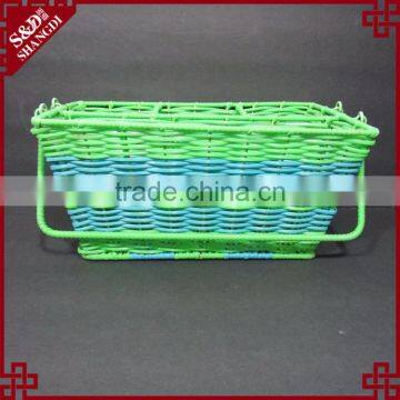 New Kitchen Storage Tool Green & Blue Plastic Wicker Woven Utensil Holder