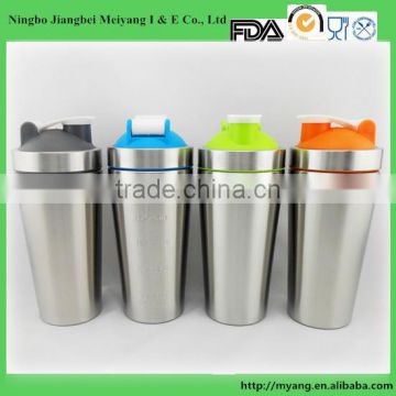 700ml 304# stainless steel insulated shaker bottle ,single wall 304 stainless steel custom protein shaker bottle