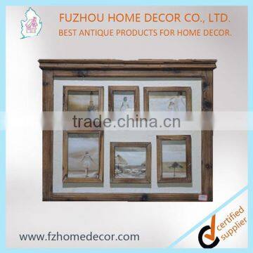 Antique Wooden Multi Photo Frame With Magnet Cork photo-2